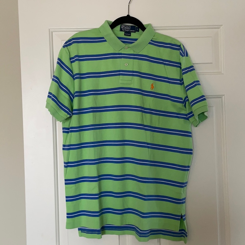Ralph Lauren Polo Shirt - Lime Green Striped